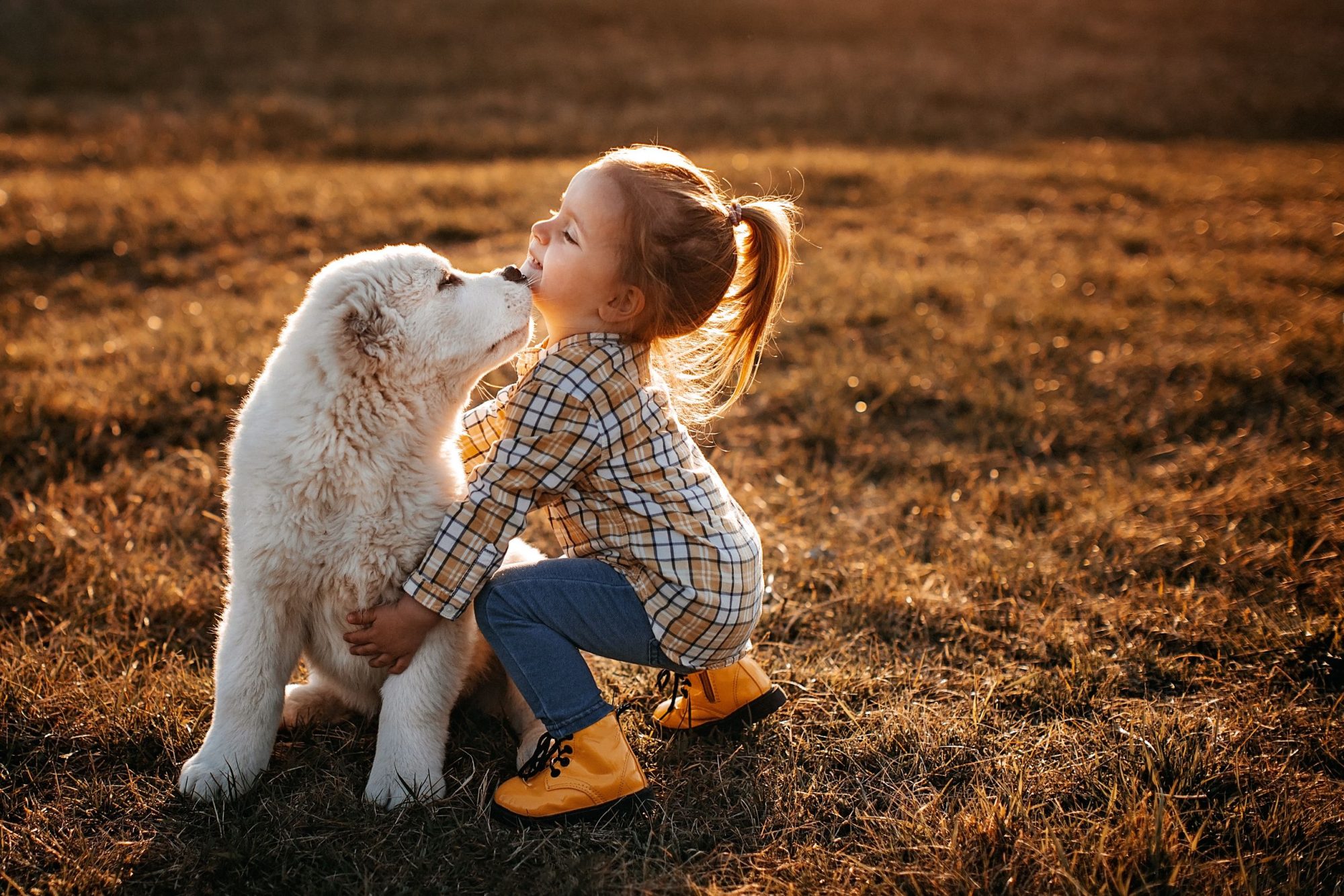 Girl and dog getting ready to hike.